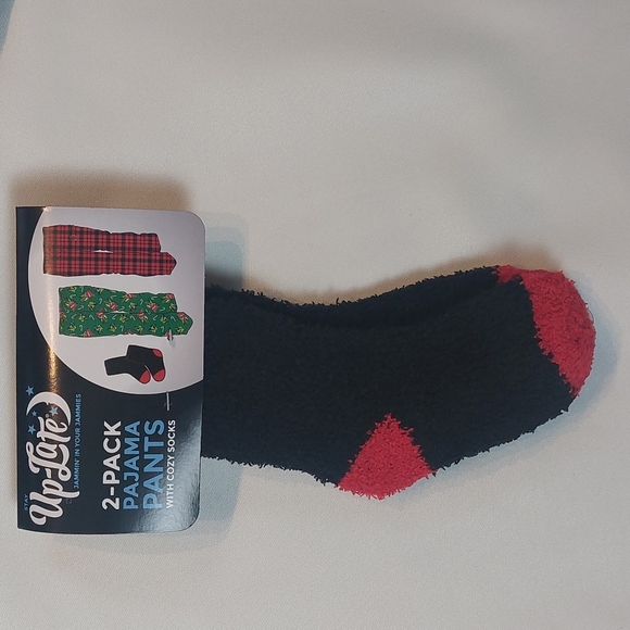 Up Late set 2 pack Boys pajama pants with socks Holidays size S 4/5 - Picture 7 of 7